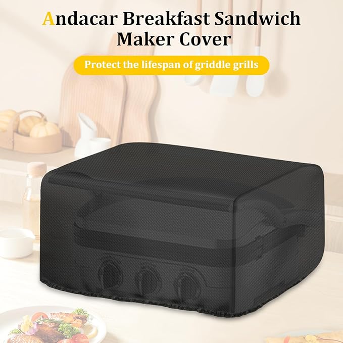 Panini Press Cover for Cuisinart Panini Press GR-4NP1, Waterproof Sandwich Maker Cover Indoor Grill 5-in-1 Stainless Steel Griddler Covers - 14" L×13" W×7" H, Black