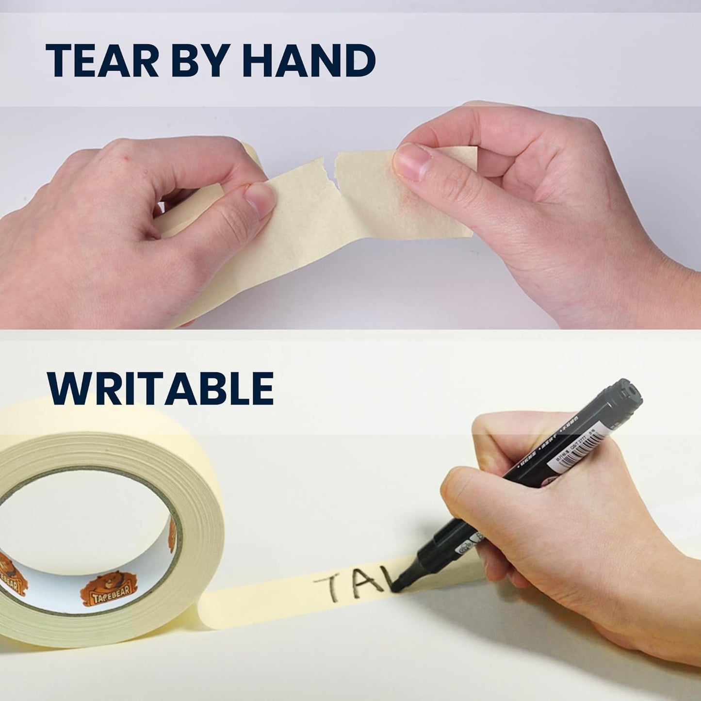 TAPEBEAR General Purpose Masking Tape Beige White 1.41 Inches x 60 Yards, Bulk Painters Tape for Painting, Labeling, DIY Arts Crafts, Home Office School Projects, 36 Rolls