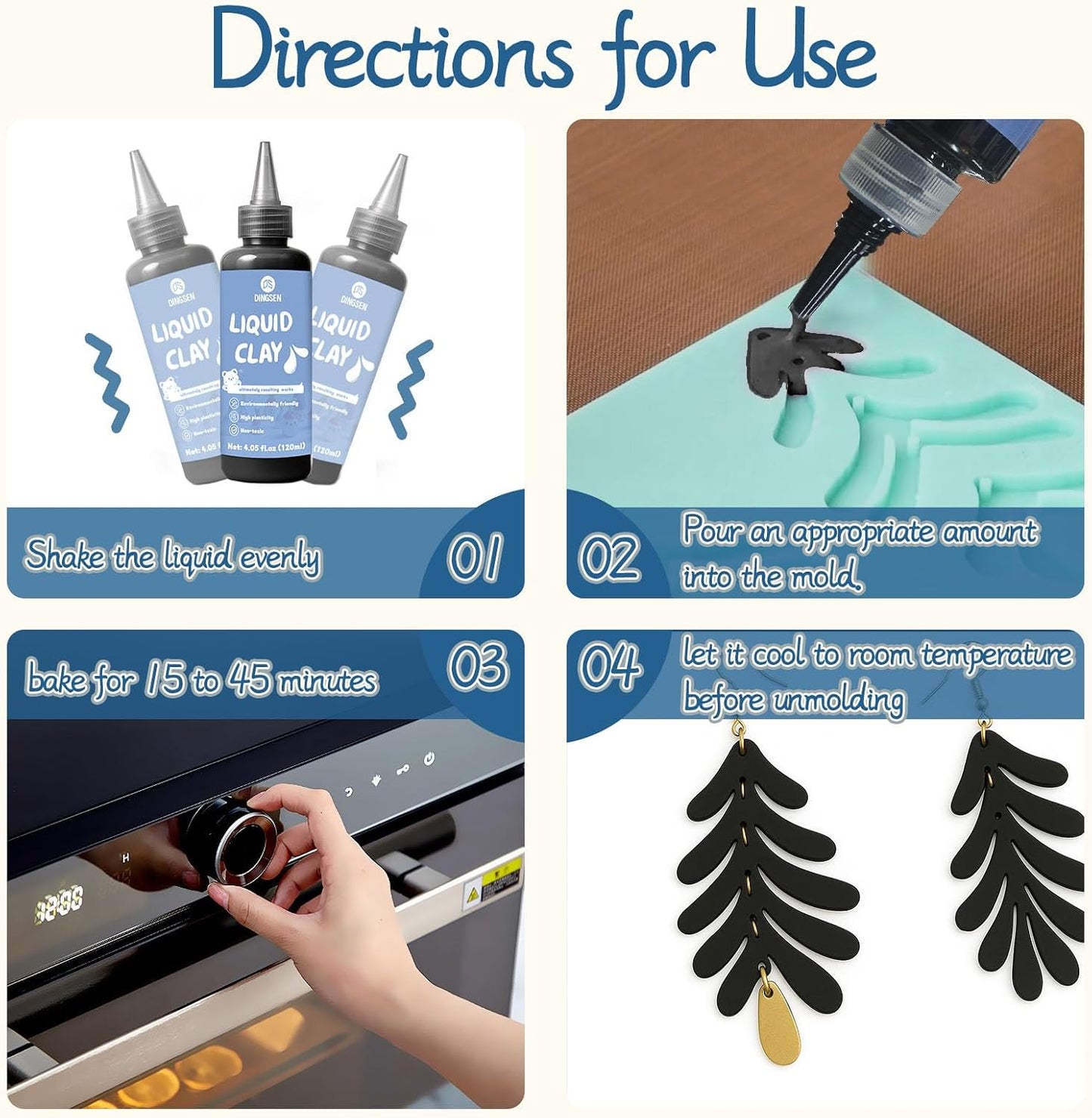 Liquid Polymer Clay Black 4.2oz, Liquid Clay for Polymer Clay Oven-Bake, for DIY Enthusiasts, Education and Crafting, Easy to Shape & Multi-Mold Compatible