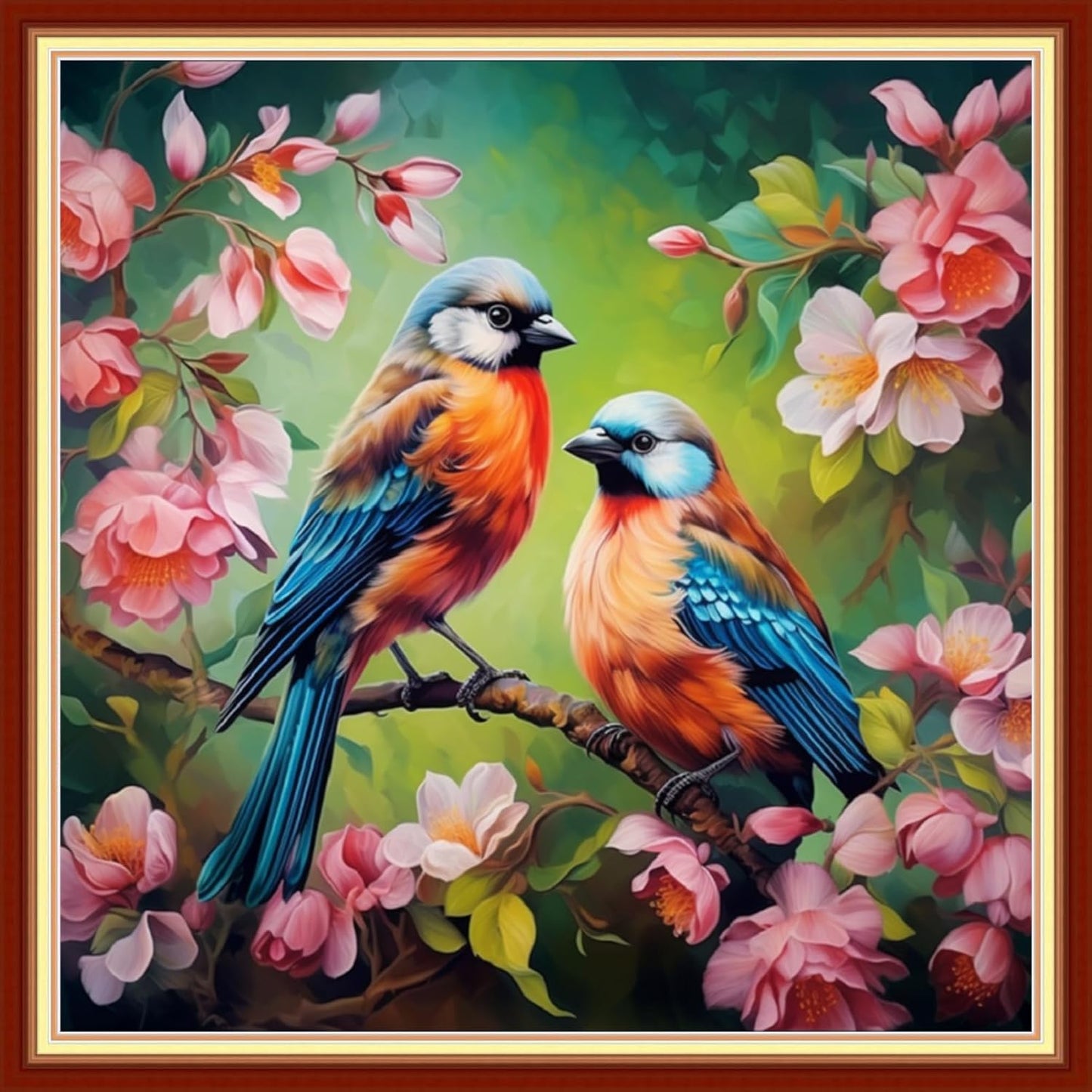 Joyhoor Stamped Cross Stitch Kits for Beginners, Needlepoint Kits for Adults, 11CT Counted Embroidery Kits-Flower Birds 18x18 inchs