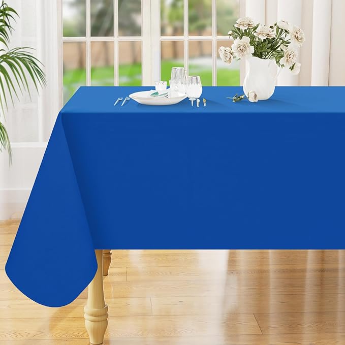 Smiry Rectangle Table Cloth 54x78 Inch, Waterproof Wipeable Vinyl Tablecloths Protector, Oil Spill Proof Plastic Table Cover for Dining, Picnic, Camping, Outdoor, Blue