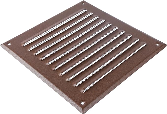 Square Ventilation Grille / 6" x 6" Inch Inside Measurement/Brown Metal Air Vent Louver - Inside/Outside use - / 7.7" x 7.7" Inch Outer Measurement