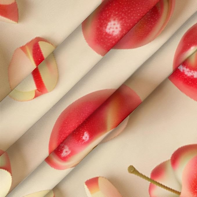 Apples Red Fruit Bright Round Table Cloth Cover, Elastic Edge Waterproof Wipeable Tablecloths 36"-42" Polyester Tablecloth for Party Restaurant Banquet Holiday Camping Outdoor Picnic