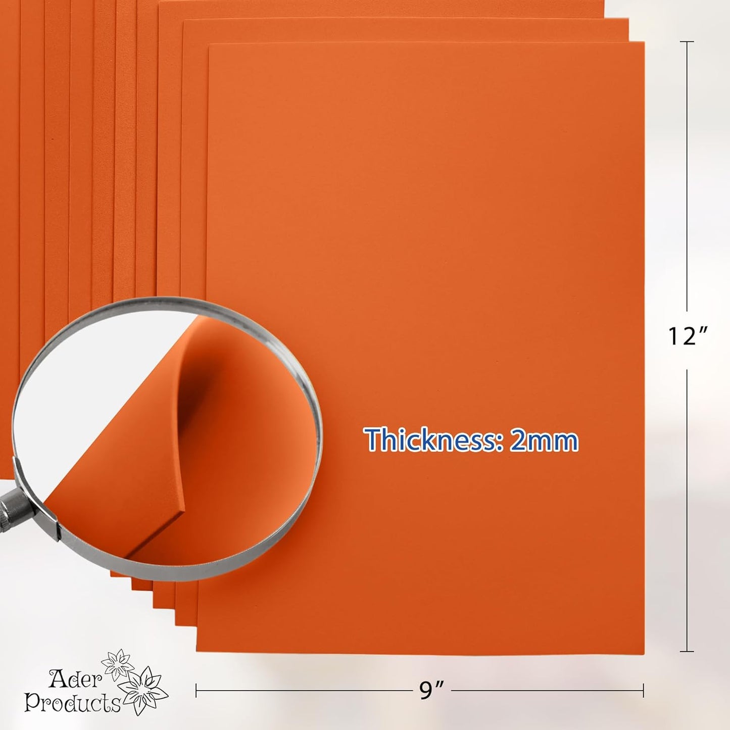 Orange EVA Foam Sheets for Crafts, 9 x 12 Inch, 2mm Thickness – Ideal for DIY Arts and Crafts, Foam Paper for Kids, Cosplay and Costumes - 15 Pack