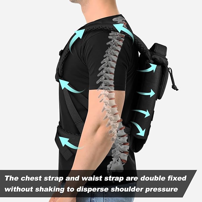 PETAC GEAR Upgraded Weighted Backpack Rucking Backpack for Weight Plates/Honeycomb Breathable fabric/Belt support/Back support platform (max 15lbs capacity)(BK)