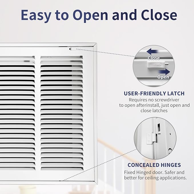 30"W x 12"H [Duct Opening Size] Steel Return Air Filter Grille - Removable Face/Door for 1 inch Filters -HVAC Vent Cover Grill - White [Outer Dimensions: 32 5/8"W X 14 5/8"H]