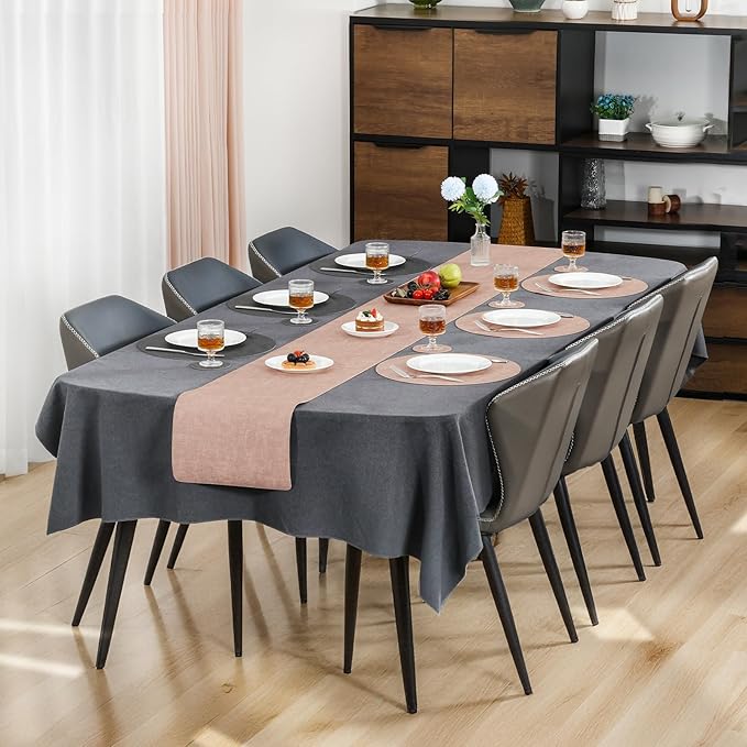 Myir JUN Round Placemats Dual Sided, Faux Leather Place Mats Set of 4 Indoor Placemats for Dining Table Outdoor Placemats Non-Slip Washable Table Mats (Set of 8, Gray Pink)