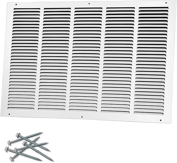 25"W x 16"H [Duct Opening Size] Steel Return Air Grille, Air Return Vent Cover for Ceiling and Sidewall - HVAC Air Vent Covers - [Outer Dimensions: 26.75"W x 17.75"H]
