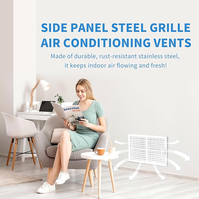 12x12 Vent Register [Duct Opening], Vent Covers for Home Ceiling, Two-Way Ventilation Register, Adjustable Solid Steel Wall Register Vent Cover (12"W x 12"H [Duct Opening])