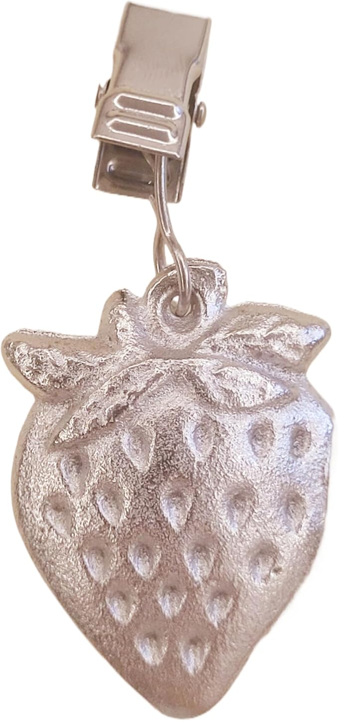 TwoFish Home Set of 4 Metallic Strawberry Tablecloth Clamps Metallic Strawberry Handicraft Tablecloth Weight Clips Pack of 4