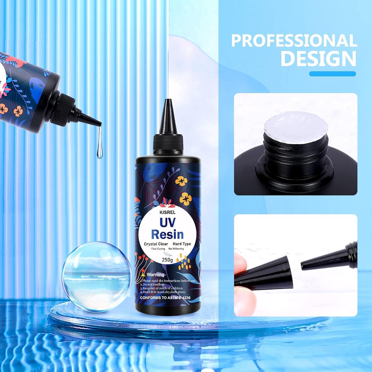 KISREL UV Resin 1000g - Upgraded Hard Type Crystal Clear Ultraviolet Curing UV Epoxy Resin for Craft Jewelry Making