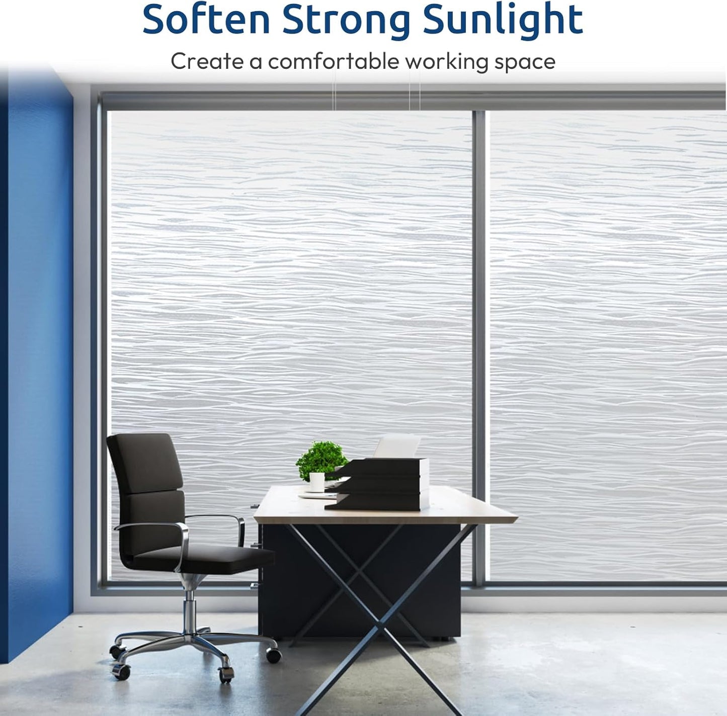 rabbitgoo Window Privacy Film Frosted Glass Film Removable Vinyl Door Coverings UV Blocking Decorative Static Cling Non-Adhesive Window Clings Sticker for Home Decor, 17.5 x 157.4 Inches