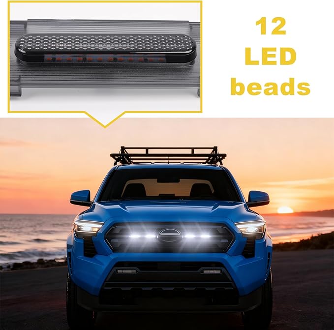 Front Grille Grill Lights for 2024 2025 Toyota Tacoma SR SR5 Led Grill Light Accessories(for SR sr5 only-LED-White)