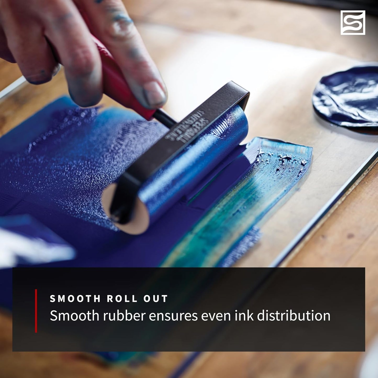 Speedball Deluxe Soft Rubber Brayer - 40/42 Durometer Roller with Heavy Duty Steel Frame – 6 Inches