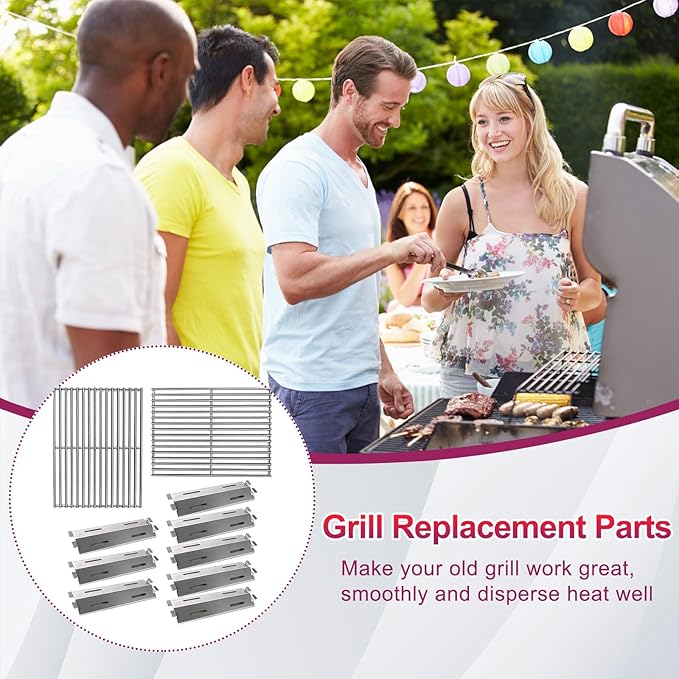 17 1/8" Stainless Steel 93281 Heat Plates and 19" Grill Grate Replacement Parts for Bakers and Chefs Grill Parts GR2039201-BC-00, GD430, ST1017-012939