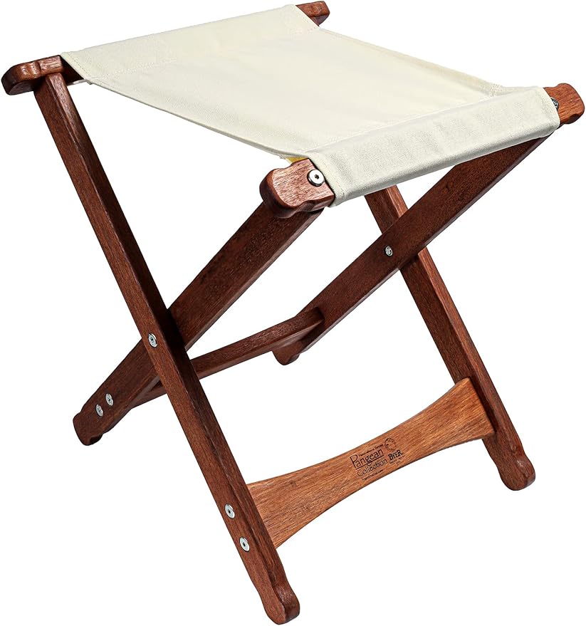 BYER OF MAINE Pangean Folding Stool – Canvas Camp & Wood Camp Stool for Portable & Outdoor Seating in Natural Color