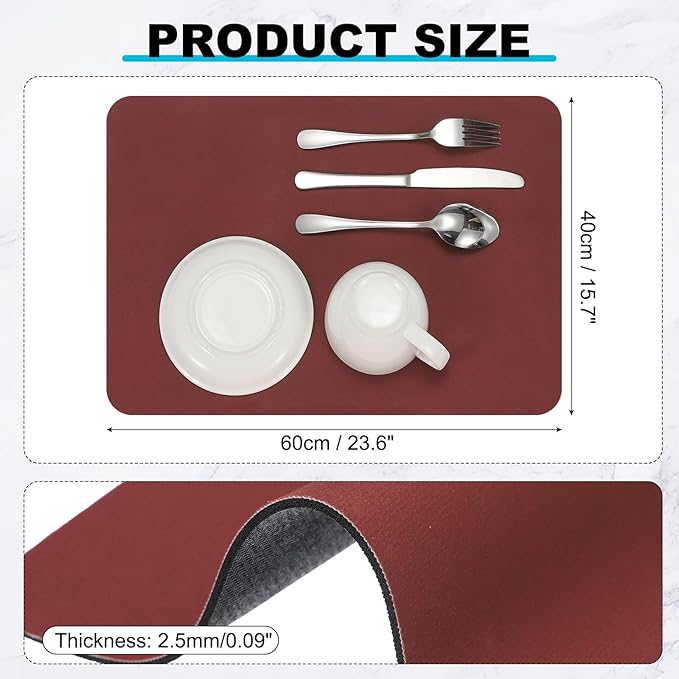 uxcell Silicone Mats for Kitchen Counter, 23.6" x 15.7" Non-Slip Countertop Protector Mat Heat Resistant Coffee Mat Waterproof Table Placemat, Wine Red