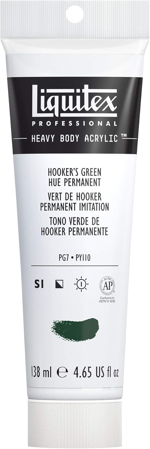 Liquitex Professional Heavy Body Acrylic Paint, 4.65-oz (138ml) Tube, Hooker’s Green Hue Permanent