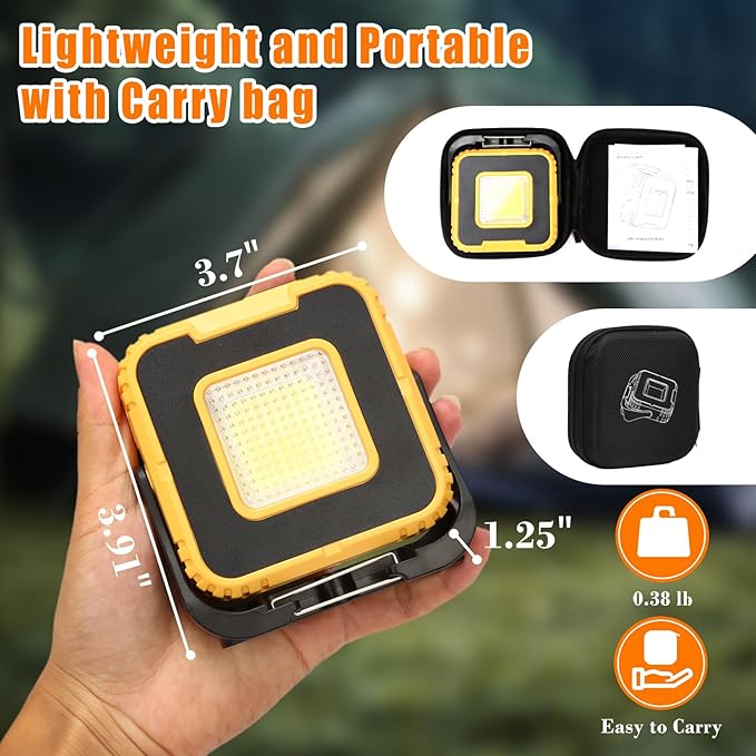 2-Pack 5000mAh LED Grill & Work Lights, Super Bright 1000LM Rechargeable Magnetic Lamp for BBQ, Camping, Emergency, 6 Light Modes & USB Output