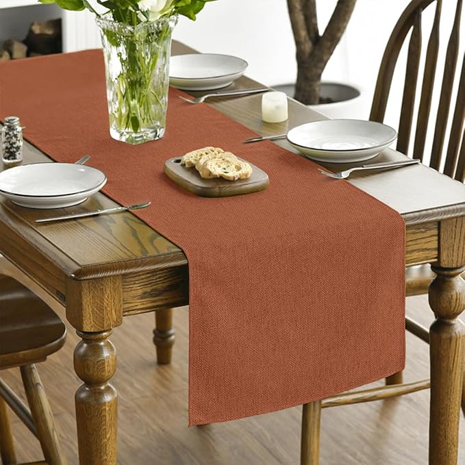 Artoid Mode Rusty Orange Table Runner, Seasonal Fall Thanksgiving Washable Kitchen Dining Table Decoration for Home Party Decor 13x48 Inch