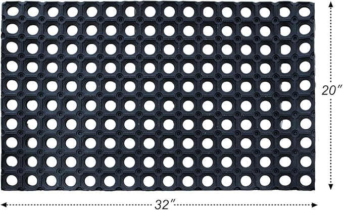 Anti-Fatigue Rubber Floor Mat - NANBOWANG Commercial Grade Grease Resistant Non-Slip Recycle Tyre Floor Mats for Restaurant Kitchen Bar Garden Outdoor Wet Area (20"X30")