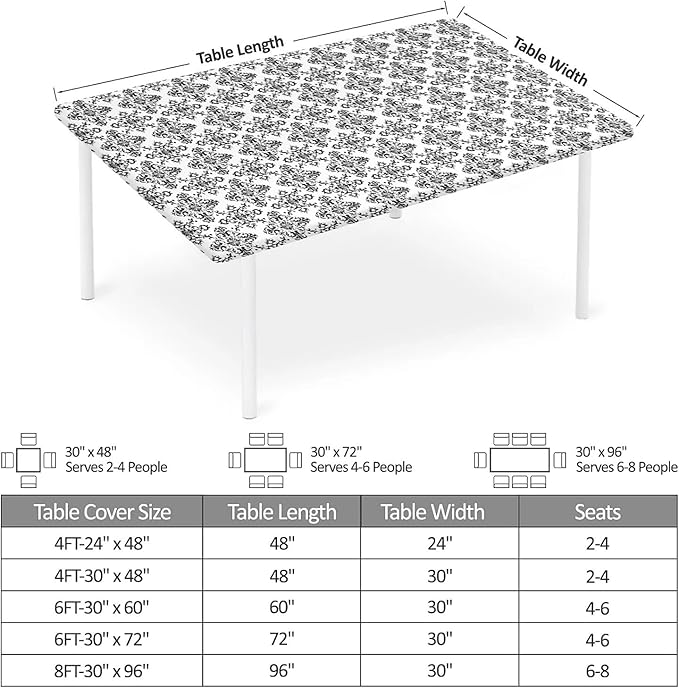 Rectangle Table Cloth Cover Waterproof Elastic Fitted Polyester Fitted Tablecloths for 6 Foot Tables for Indoor,Picnic, Camping, Outdoor （72" x 30"，Geometric ）