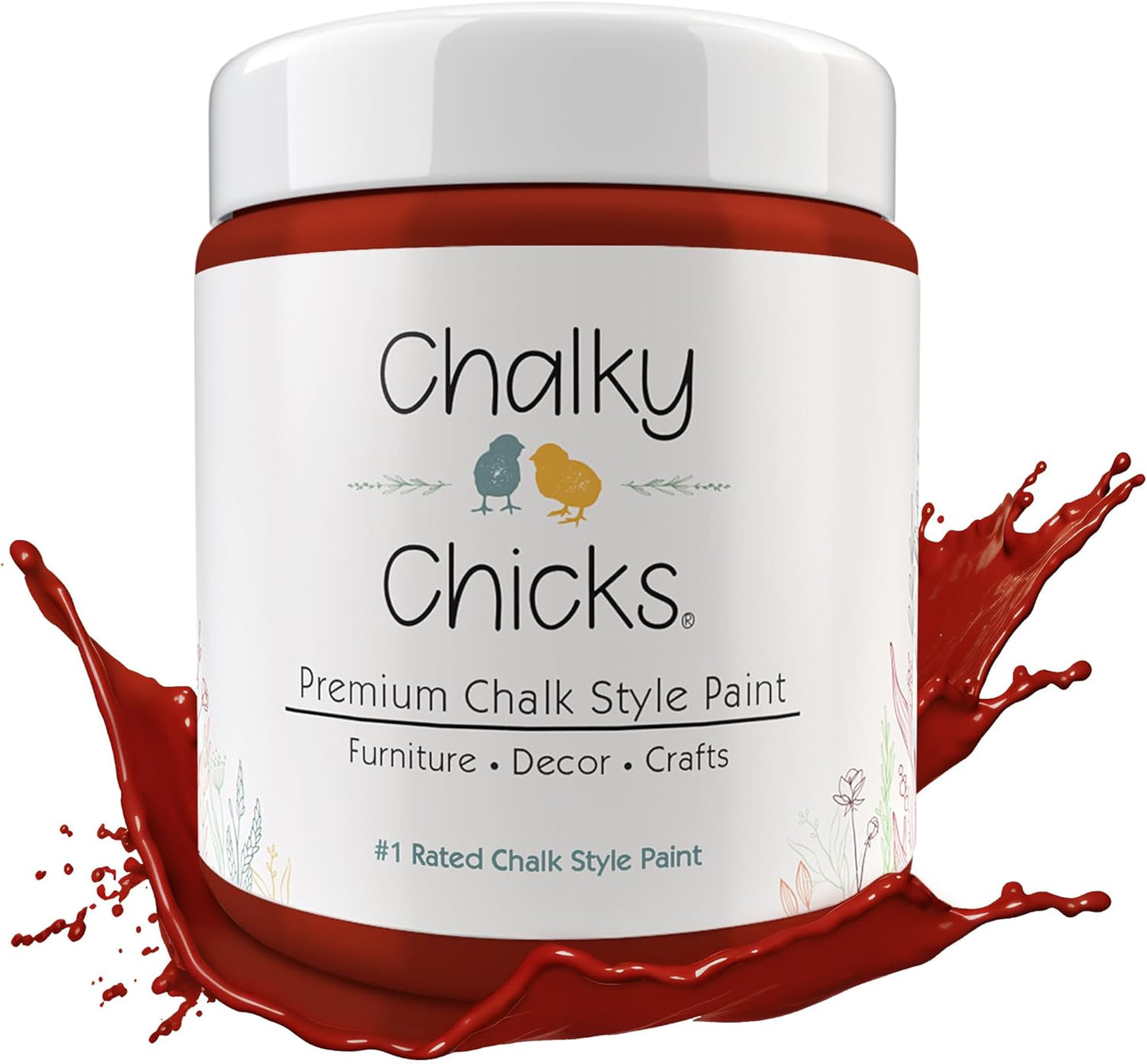 Chalky Chicks All-in-One Chalk Paint for Furniture or Cabinet -16 Fl Oz - Matte Finish Poison Apple (Dark Red) for Metal, Wood Furniture Paint - No Sanding All-in-One for Home Decor & Crafts, USA Made