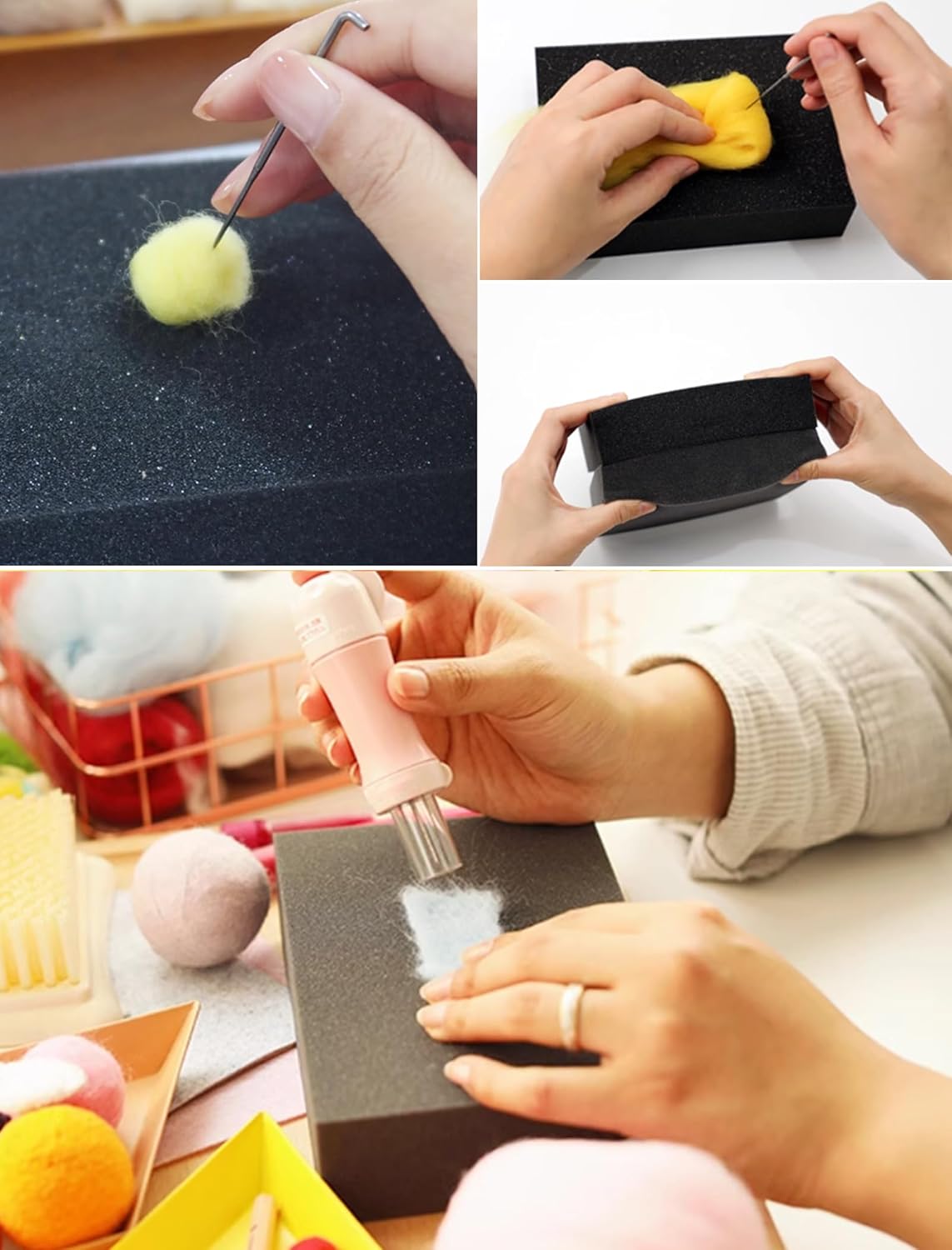 2pcs Needle Felting Foam Pad, Sponge Pad Needle Felting Sponge Foam Mat Foam Needle Felting Pad Pin Cushion Mat Holder for Manual DIY Craft