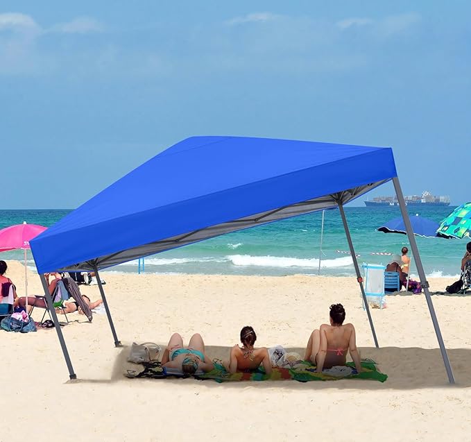 ABCCANOPY 10x10 Pop Up Canopy - Outdoor Patio Portable Canopy Tent Gazebo Heavy Duty for Backyard and Deck with 4 Sandbags and 8 Stakes(Blue, 10x10)