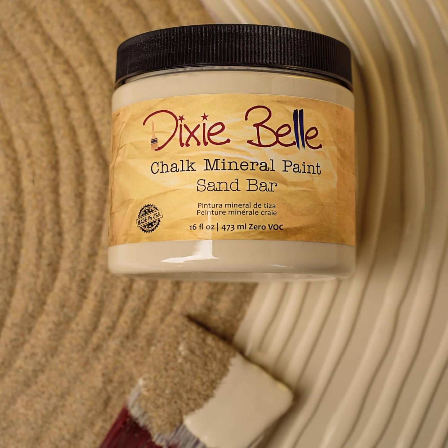 Dixie Belle Paint Company Chalk Finish Furniture Paint - Sand Bar (16oz) - Matte Neutral Tan Chic Chalk Mineral DIY Furniture Paint