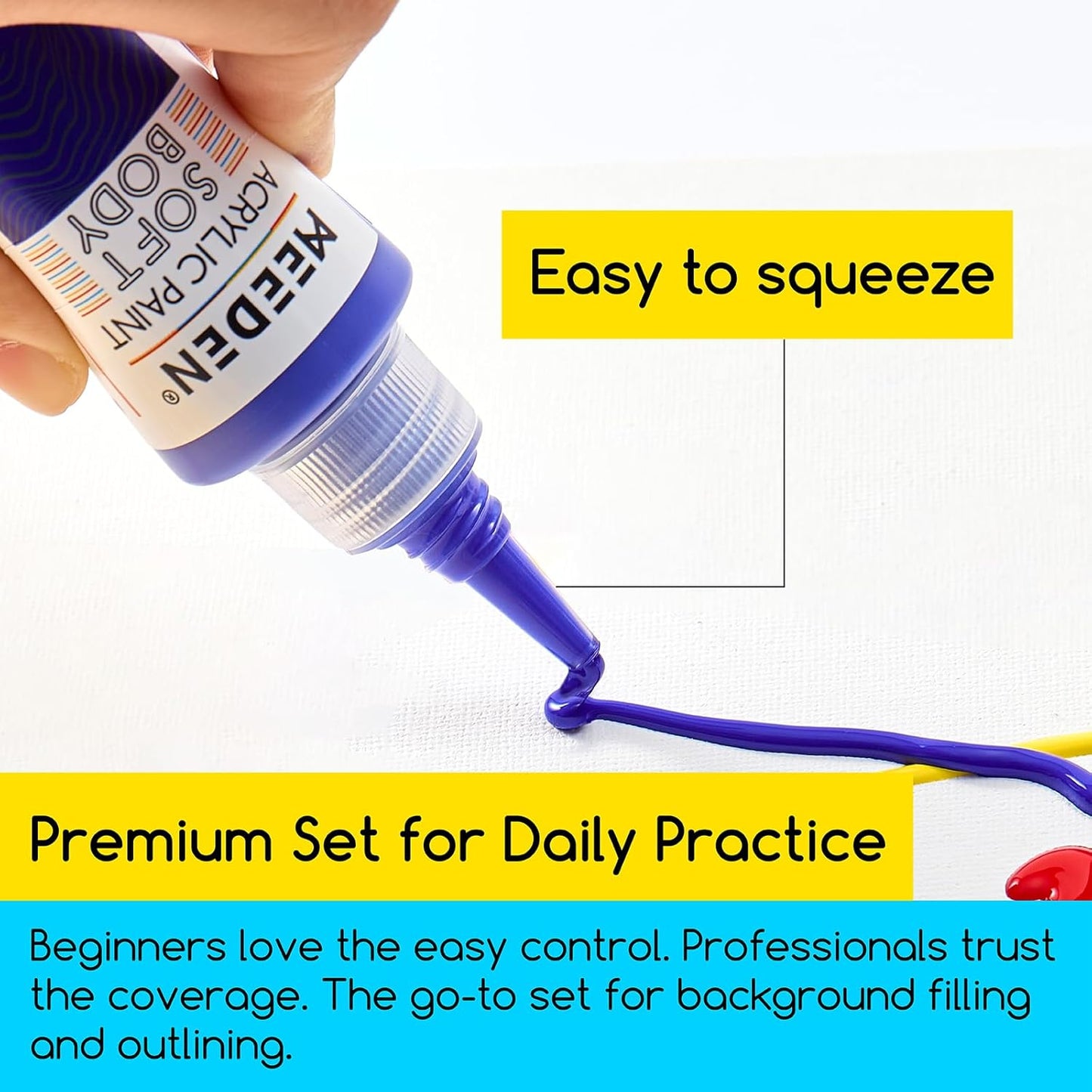 MEEDEN Soft Body Acrylic Paints Set: Matte Finish 12 Colors x 60ml/2oz Fluid Acrylic Paints for Art Painting on Canvas Wood & Glass for Students Adults Artists