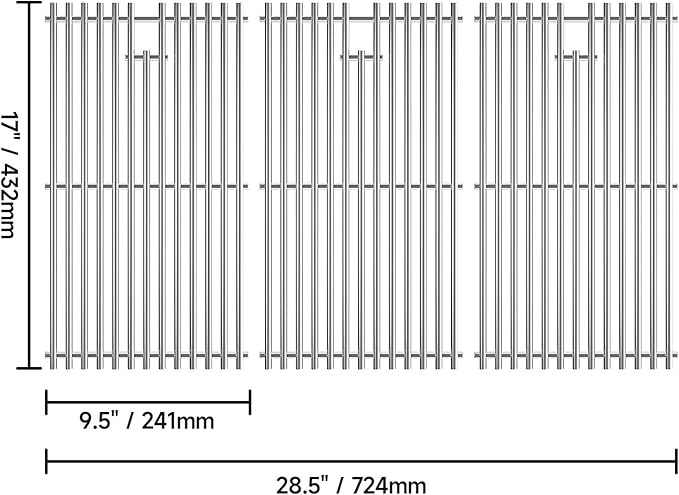 17" Stainless Steel Grill Grates for Charbroil 463242716 Tru Infrared, for Charbroil Commercial 463242715 463276016 463257520 463263924, for Lowe's 606682 Nexgrill 720-0882A BHG 720-0882