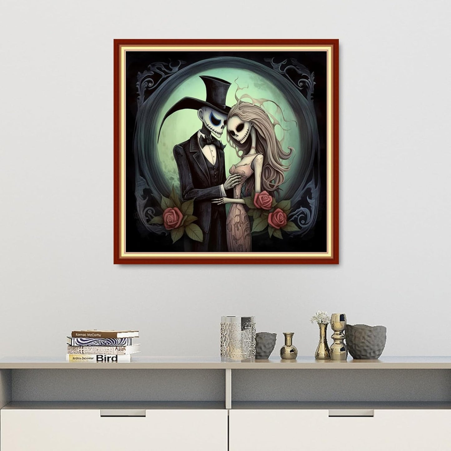 Dooxvey Cross Stitch Kits for Adult Beginners - Full Range of Stamped Kits, Needlepoint & Embroidery Kits - 11CT Cross Stitch Patterns - Skeleton Couple - 18x18 inch