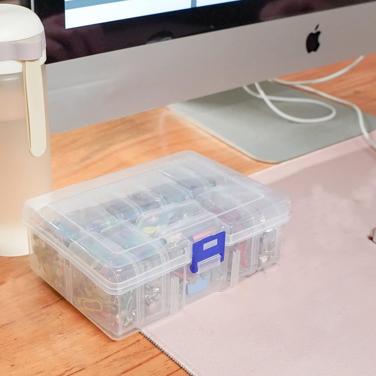 13 Pieces Small Plastic Craft 0rganizers and Storage, Transparent Box with Hinged Lid for Storage of Jewelry, Diamonds, DIY Art Craft Accessory