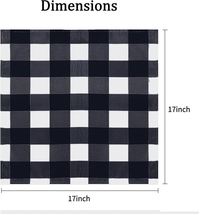 Cupuamon Buffalo Plaid Table Napkins Set of 25, 17x17 inch, Navy and White, Checkered, Polycotton Blend