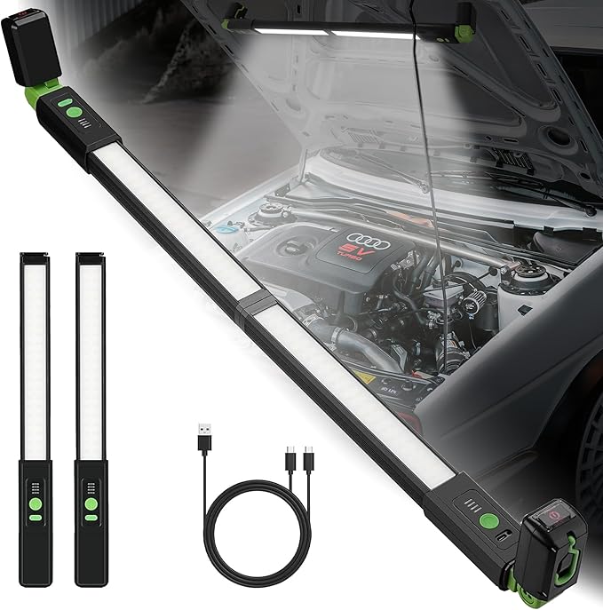 Wagan EL4346 Detachable LED 1200 LM Rechargeable Work Light Portable Mechanic Light Bar with Magnetic and Hooks Cordless Underhood Bright Work Lamp for Car Repairing Garage Workshop