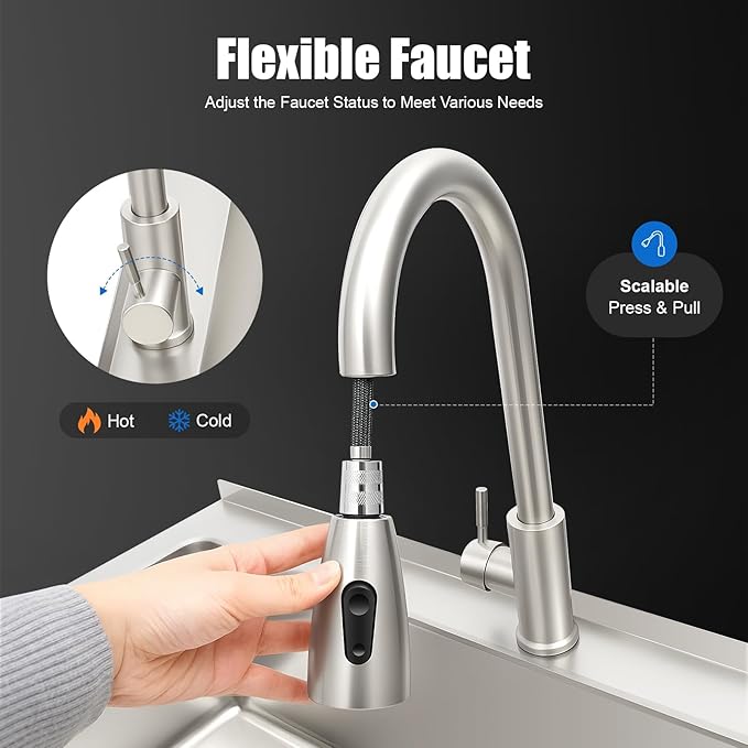 Stainless Steel Laundry Sink with Large Wash Stand, Free Standing Single Bowl Kitchen Sink with Pull Faucet, Utility Sink for Laundry Room Bathroom Farmhouse (36x22x34in)