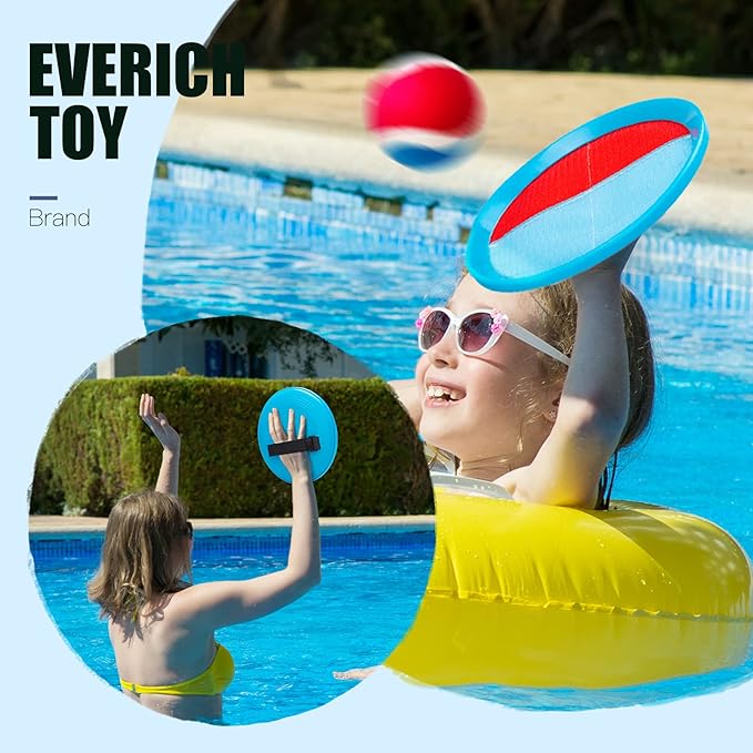 EVERICH TOY Upgraded Toss and Catch Ball Game Set, Kids Toy Stocking Stuffers for Boys Girls Ages 3-12, Includes 2 Paddles 2 Sticky Balls, Water-Resistant Indoor Outdoor Toy for Beach Pool Yard