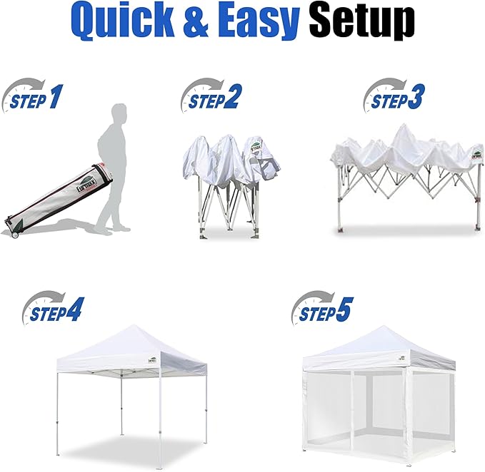 Eurmax USA 10'x10' Pop-up Canopy Tent Commercial Instant Canopies with 4 Removable Zipper End Screen Wall kit and Roller Bag, Bonus 4 SandBags(Red)
