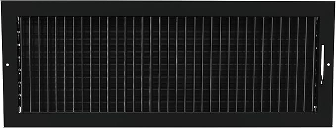 24"w X 8"h Adjustable AIR Supply Diffuser - HVAC Vent Cover Sidewall or Ceiling - Grille Register - High Airflow - Black [Outer Dimensions: 25.75"w X 9.75"h]