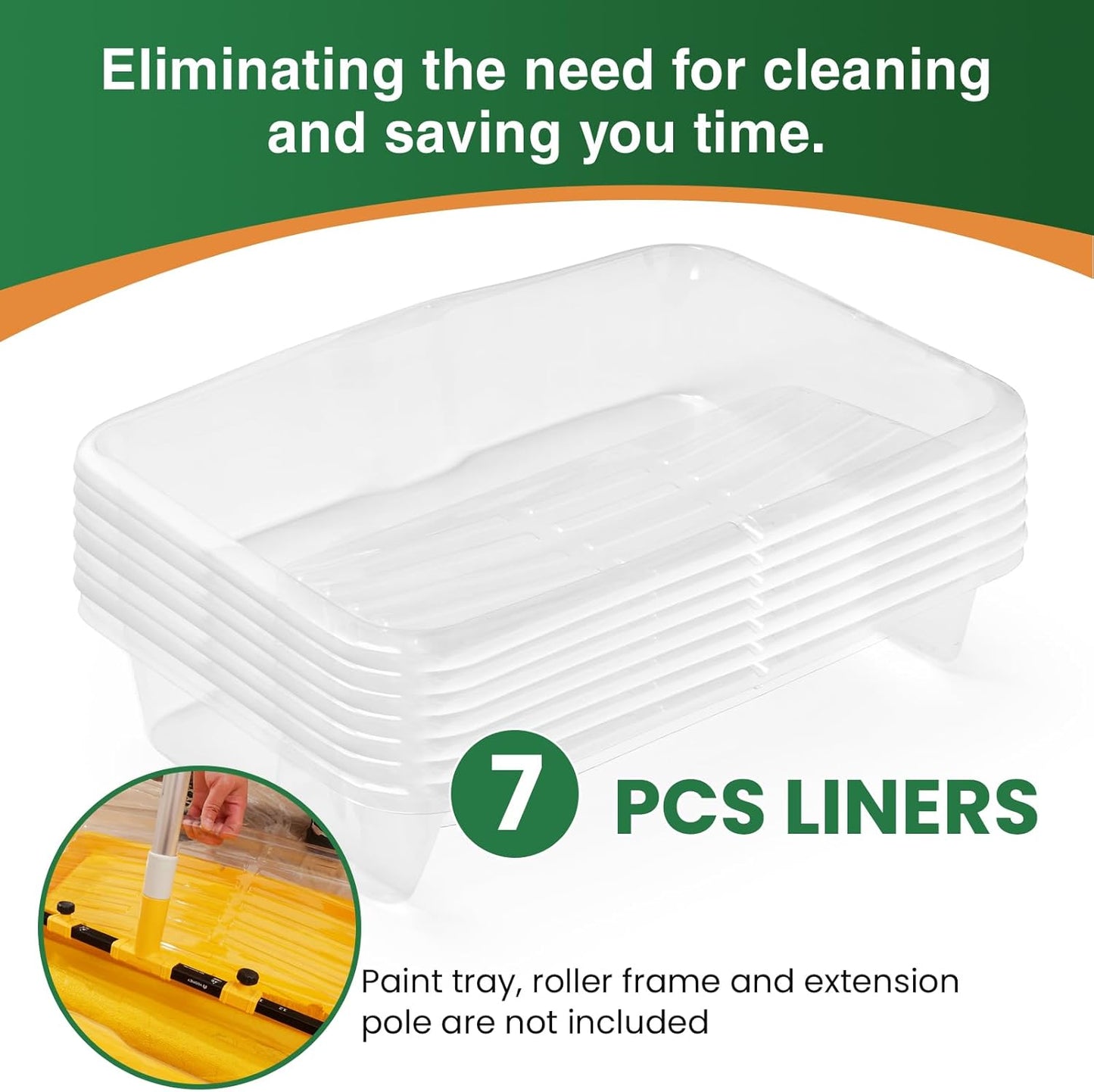 VOOMEY 7 Pcs 18 Inch Paint Tray Liners,6 Pcs 18 Inch Roller Covers, Large Paint Roller Sleeves for Wall, Ceiling, Painters, Painting Surfaces.