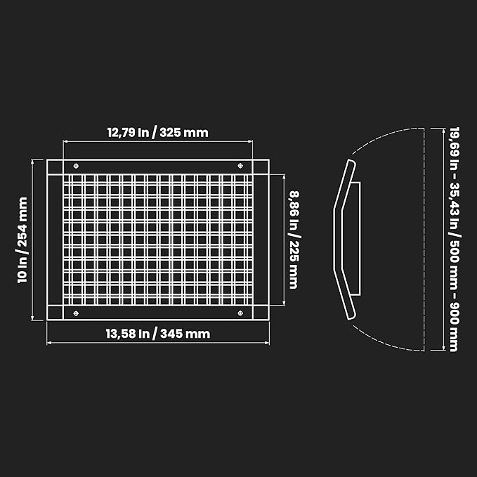 Repa Market 13" x 9" Inch Air Exhaust Grille for Round Ducts - 2 Adjustable Louvre Blades - Galvanized Air Supply Vent Cover - Side Fit Round Surface Canal Ducting from 19.68" to 35.43" Inches