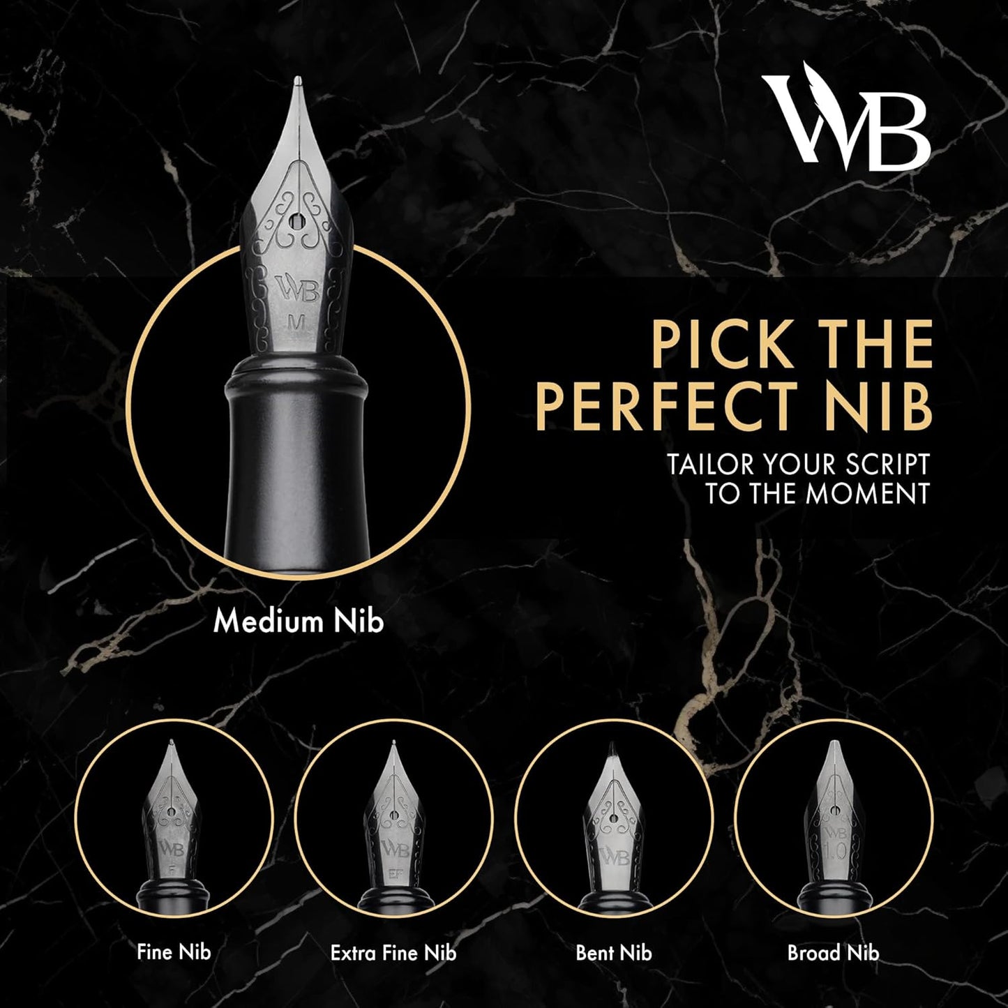 Wordsworth & Black Fountain Pen Set, Broad Nib, Includes 24 Pack Ink Cartridges, Ink Refill Converter & Gift Box, Calligraphy, [All Black], Perfect for Men & Women