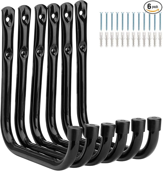 Heavy Duty Garage Hooks, 6.7Inch Wall Mount Garden Tools Storage Hook for Bike, Ladder, Chair, Garden Hose, Power Tool, Indoor Outdoor