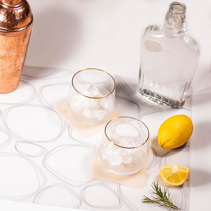 modern-twist 14 x 16 Silicone Placemat, BPA, PVC-Free Table Mat, Dishwasher Safe, Pebbles Print in Black, Pack of 1