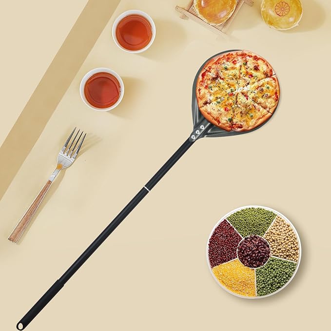 Perforated Pizza Peels 6 INCH pizza spatula paddle Long Handle Metal Pizza Spatula for Indoor and Outdoor (6 inch bundle)