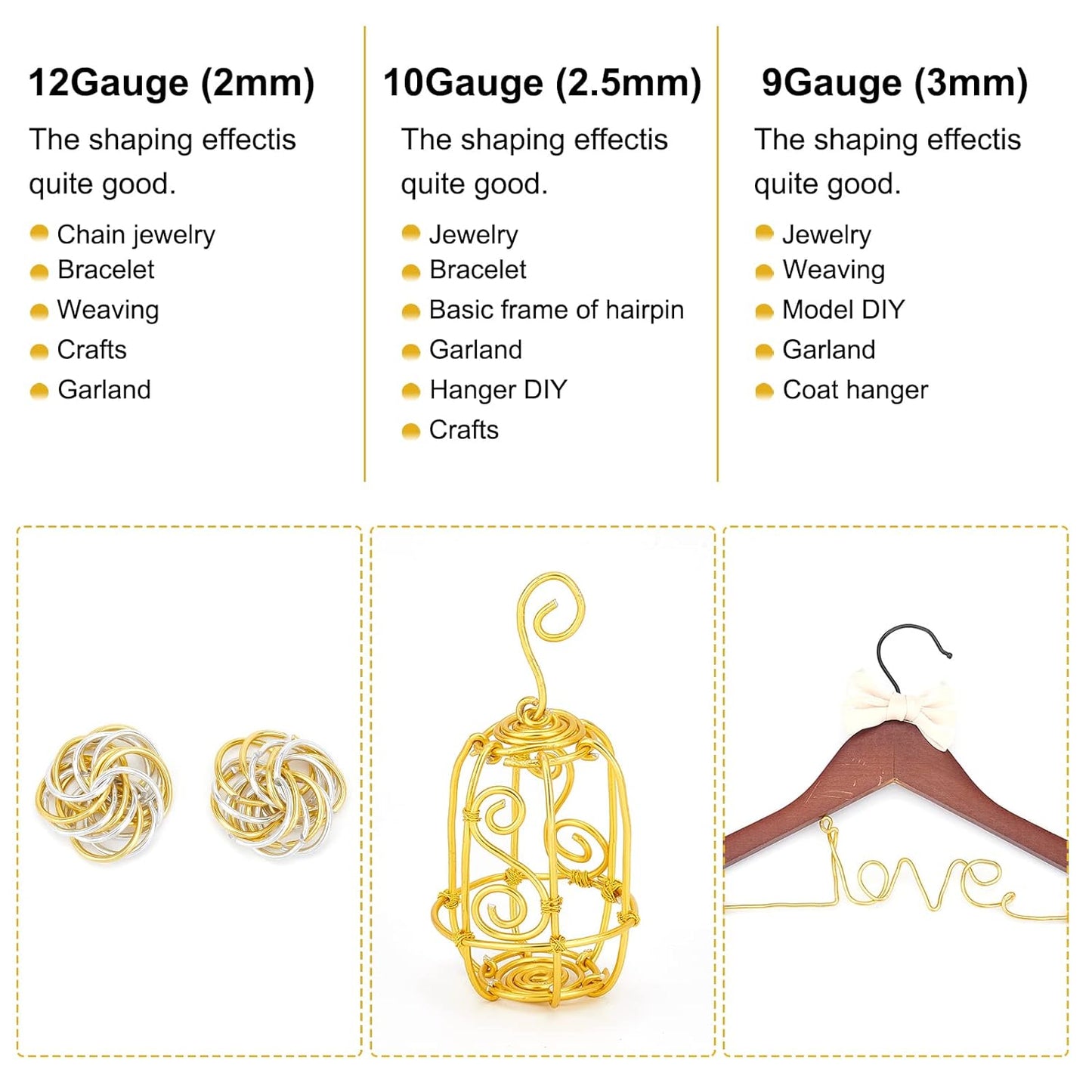 BENECREAT 9 Gauge Aluminum Craft Wire - 55 Feet Bendable Metal Sculpting Wire in Copper Tone for Craft, Floral, Plant Gardening, Model Making