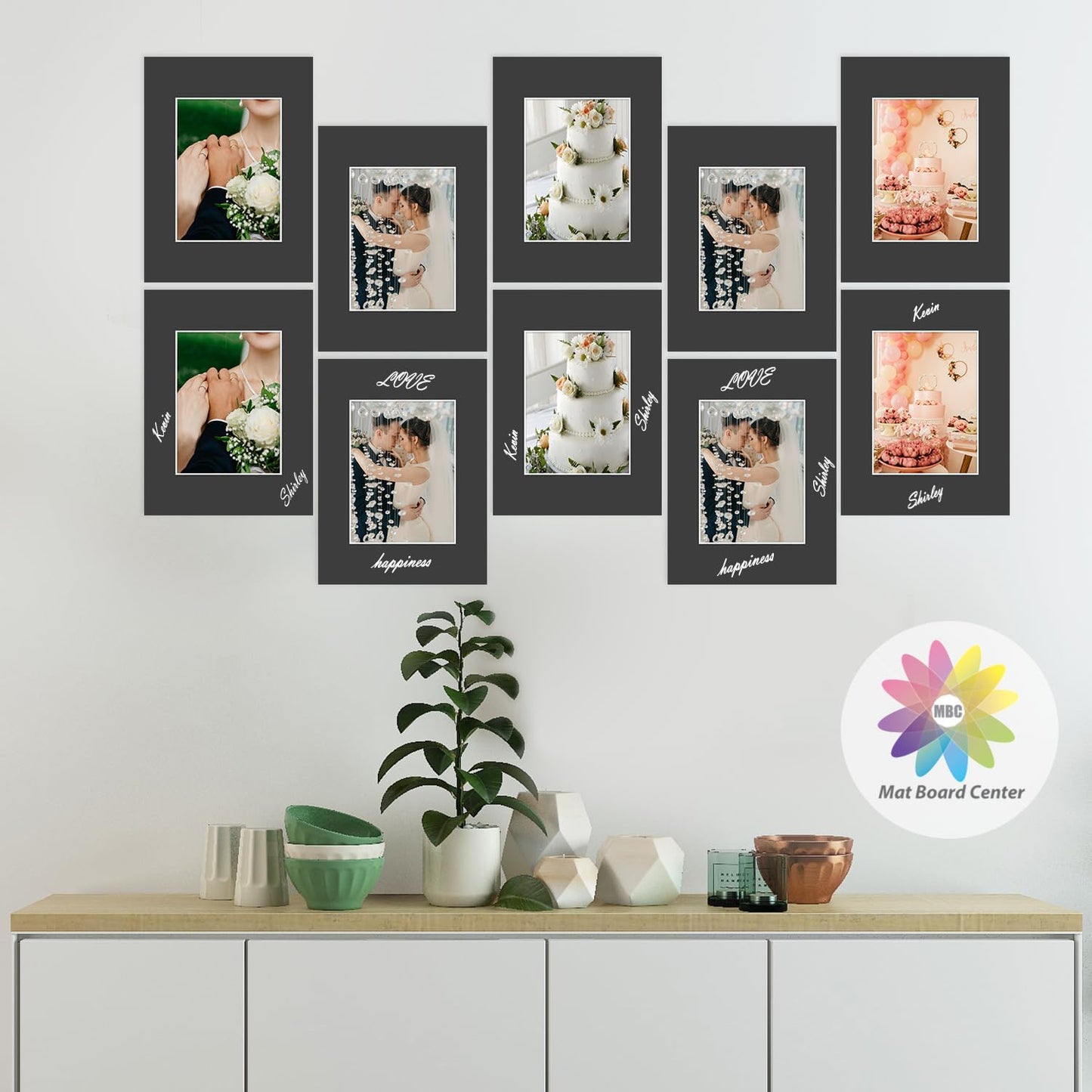 MBC Mat Board Center, 10 Pack 9X12 for 6X8 Black Picture Mats Frame Mattes, Bevel Cut, Acid Free, 4-Ply Thickness