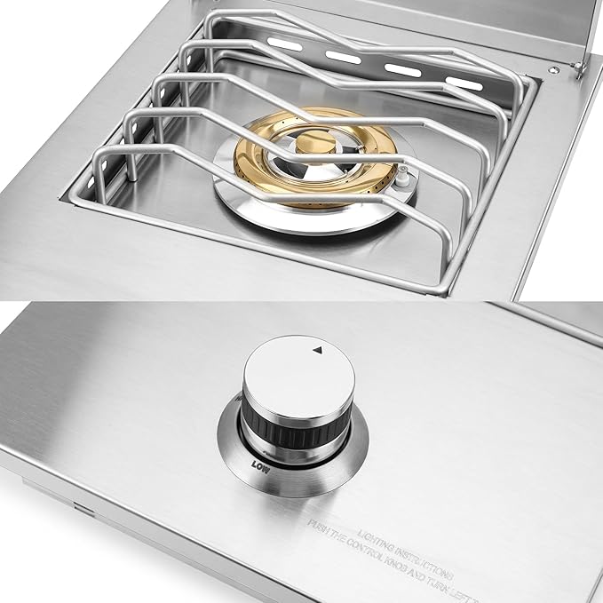 Stanbroil Built-in Stainless Steel Side Burner for Outdoor Kitchen - Liquid Propane Only
