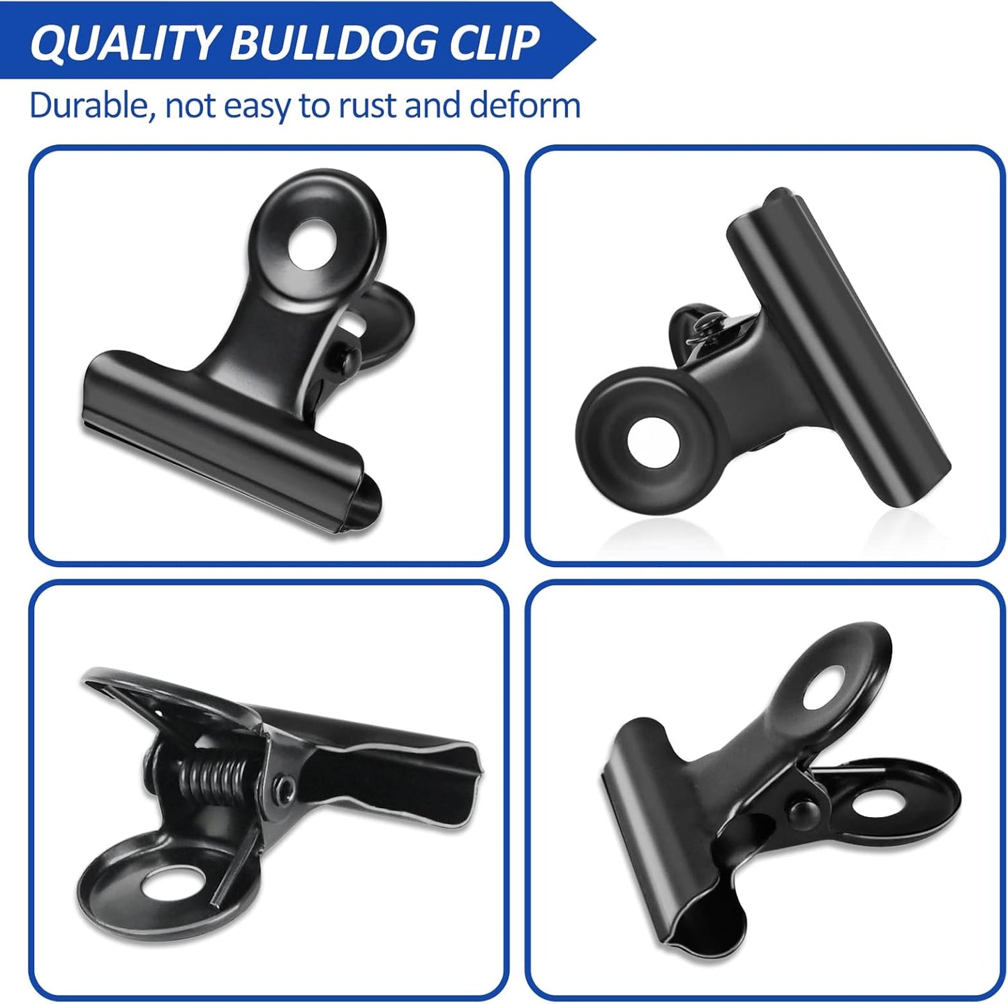 30 Pack Bulldog Clips 1.25 Inches Small Hinge Paper Clips Metal Hinge Clips for Crafts, Food Bags, Drawings, Photos at Home Kitchen & Office Usage, Black, 31mm